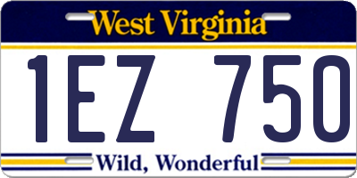 WV license plate 1EZ750