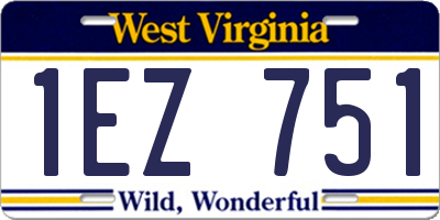 WV license plate 1EZ751