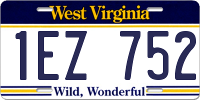 WV license plate 1EZ752