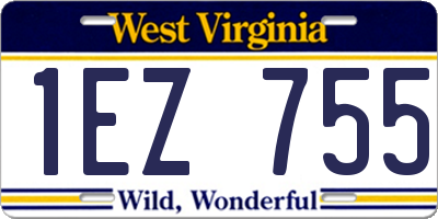 WV license plate 1EZ755