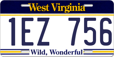WV license plate 1EZ756