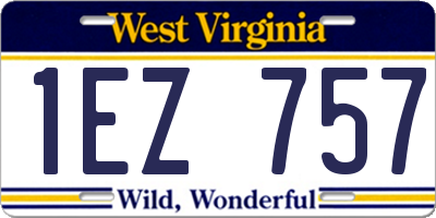 WV license plate 1EZ757