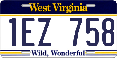 WV license plate 1EZ758
