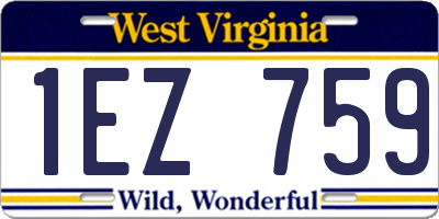WV license plate 1EZ759