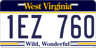 WV license plate 1EZ760