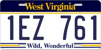 WV license plate 1EZ761