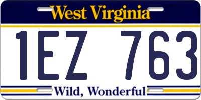 WV license plate 1EZ763