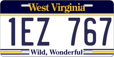 WV license plate 1EZ767