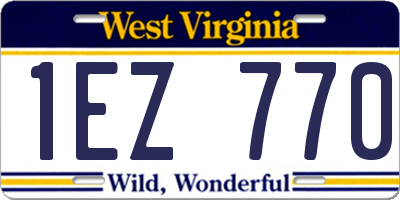 WV license plate 1EZ770