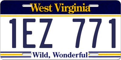 WV license plate 1EZ771
