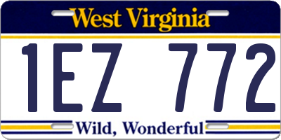 WV license plate 1EZ772