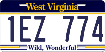 WV license plate 1EZ774