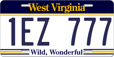 WV license plate 1EZ777