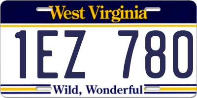 WV license plate 1EZ780