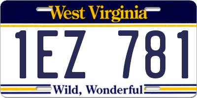 WV license plate 1EZ781