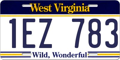 WV license plate 1EZ783