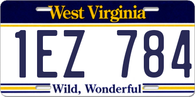 WV license plate 1EZ784
