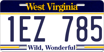 WV license plate 1EZ785