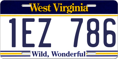 WV license plate 1EZ786