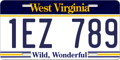 WV license plate 1EZ789