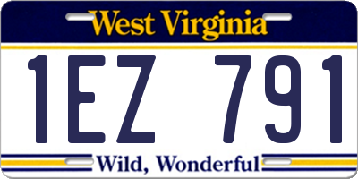 WV license plate 1EZ791