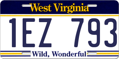 WV license plate 1EZ793