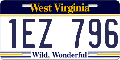 WV license plate 1EZ796