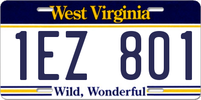 WV license plate 1EZ801