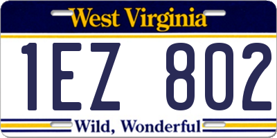 WV license plate 1EZ802