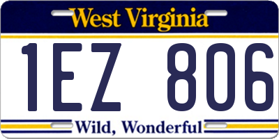WV license plate 1EZ806