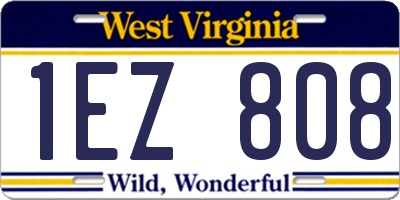 WV license plate 1EZ808