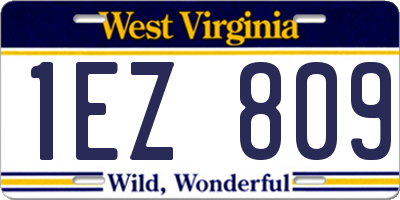 WV license plate 1EZ809