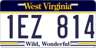WV license plate 1EZ814