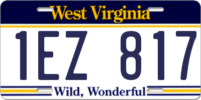WV license plate 1EZ817