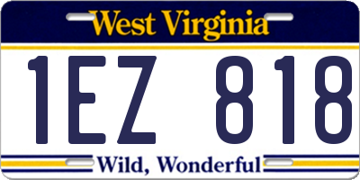 WV license plate 1EZ818
