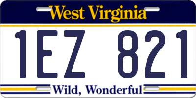 WV license plate 1EZ821