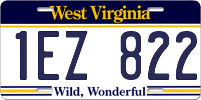 WV license plate 1EZ822