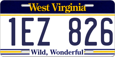 WV license plate 1EZ826