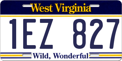 WV license plate 1EZ827