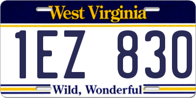WV license plate 1EZ830