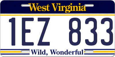 WV license plate 1EZ833