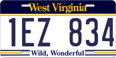 WV license plate 1EZ834