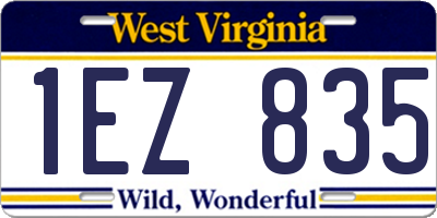 WV license plate 1EZ835