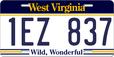 WV license plate 1EZ837