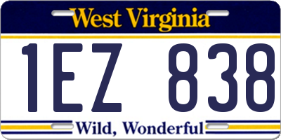 WV license plate 1EZ838