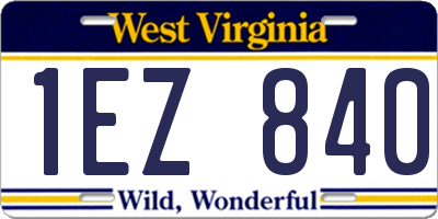 WV license plate 1EZ840