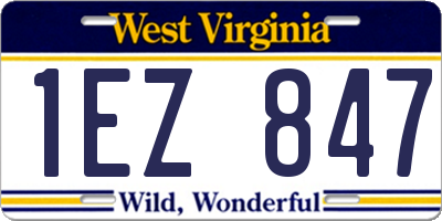 WV license plate 1EZ847