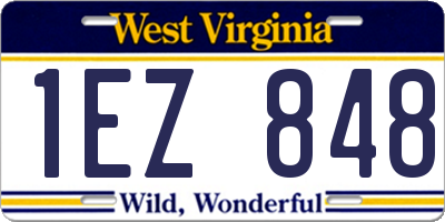 WV license plate 1EZ848