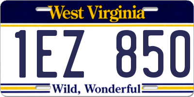 WV license plate 1EZ850