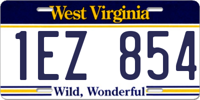 WV license plate 1EZ854
